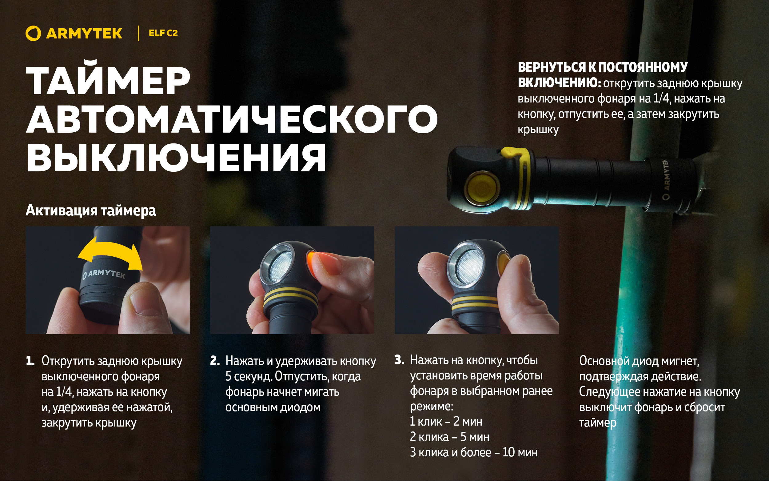 Фонарь Armytek Elf C2 USB-C Теплый