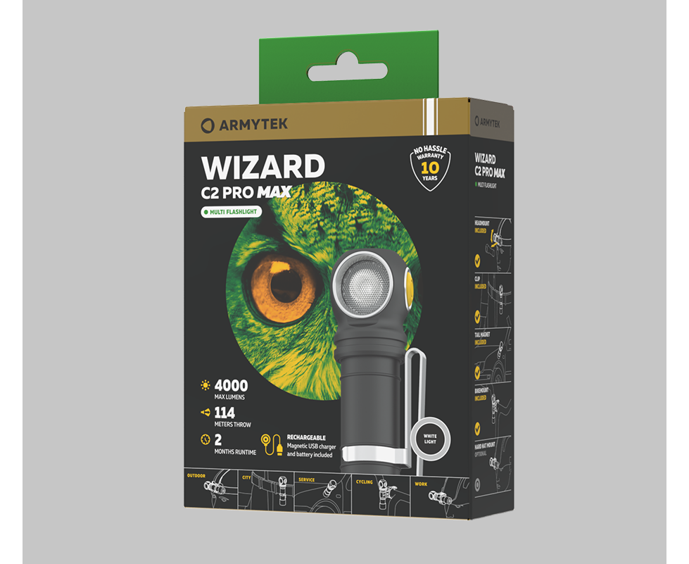 Фонарь Armytek Wizard C2 Pro MAX Magnet USB Белый
