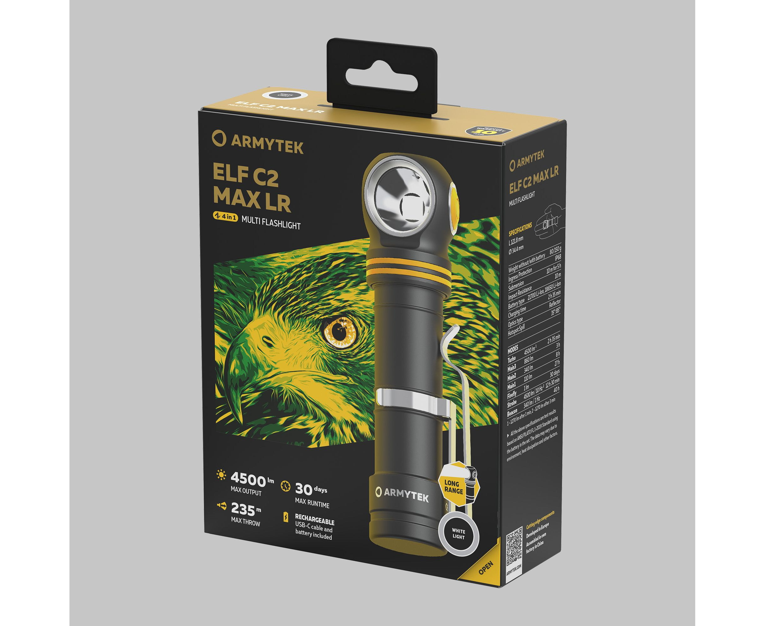 Фонарь Armytek Elf C2 Max LR USB-C Белый