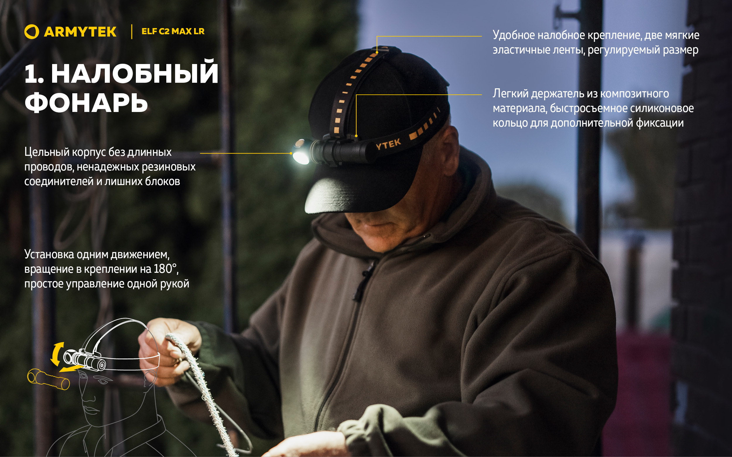 Фонарь Armytek Elf C2 Max LR USB-C Белый