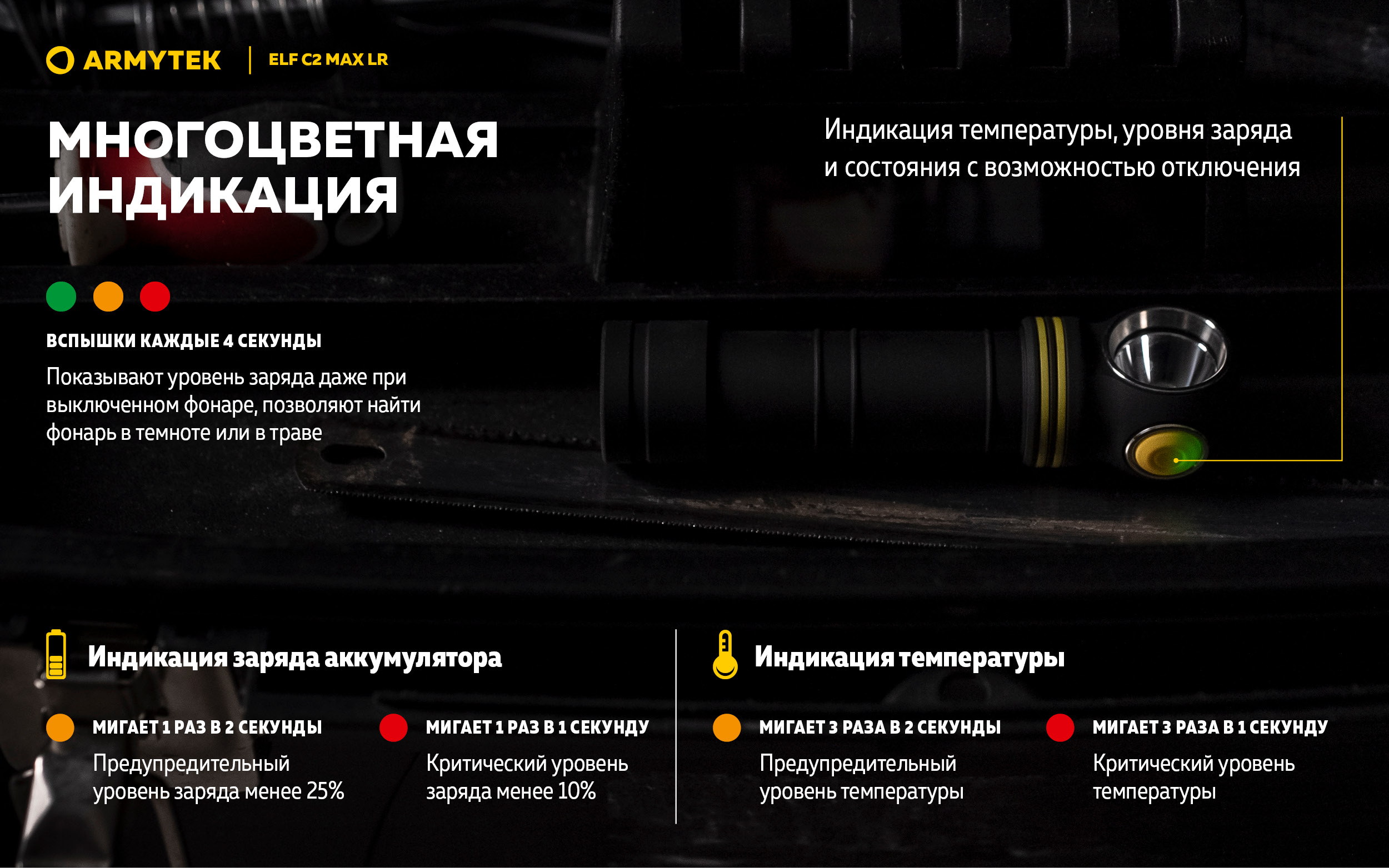 Фонарь Armytek Elf C2 Max LR USB-C Теплый